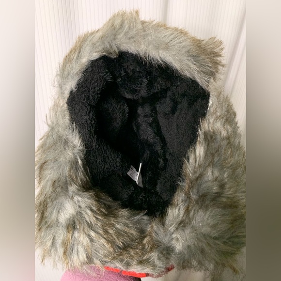 Snotek - Hunting / Aviator Hat With Faux Fur Lining And Trim Red And Black Plaid - Picture 9 of 11